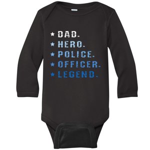 Dad Hero Police Officer Legend Retro Law Enforcement Baby Long Sleeve Bodysuit