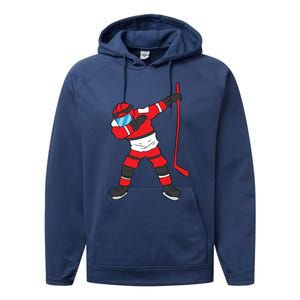 Dabbing Hockey Player Hockey Son Hockey Gift Ice Hockey Great Gift Performance Fleece Hoodie