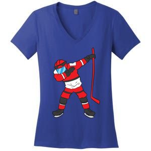 Dabbing Hockey Player Hockey Son Hockey Gift Ice Hockey Gift Women's V-Neck T-Shirt