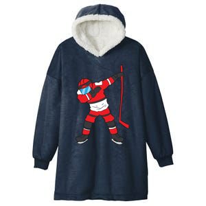 Dabbing Hockey Player Hockey Son Hockey Gift Ice Hockey Gift Hooded Wearable Blanket