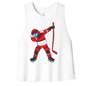 Dabbing Hockey Player Hockey Son Hockey Gift Ice Hockey Gift Women's Racerback Cropped Tank