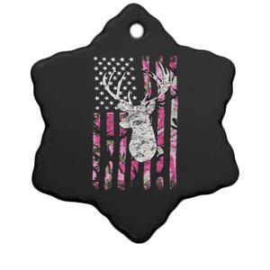 Deer Hunting Pink Camouflage Flag Distressed Funny Gift Ceramic Star Ornament