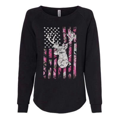 Deer Hunting Pink Camouflage Flag Distressed Funny Gift Womens California Wash Sweatshirt