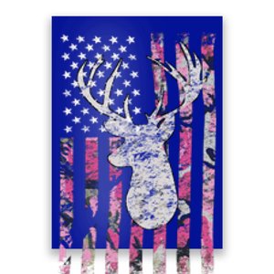 Deer Hunting Pink Camouflage Flag Distressed Funny Gift Poster