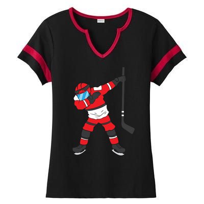 Dabbing Hockey Player Gift Christmas Ladies Halftime Notch Neck Tee