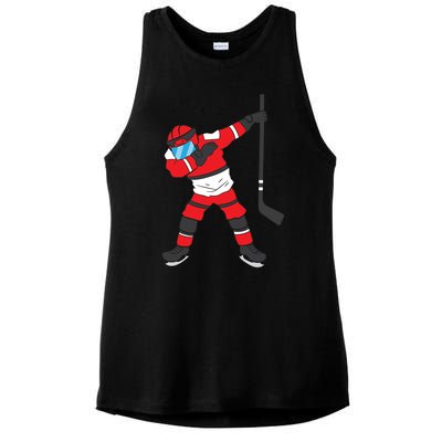 Dabbing Hockey Player Gift Christmas Ladies PosiCharge Tri-Blend Wicking Tank