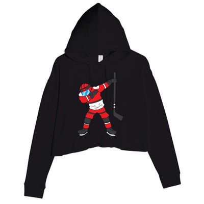 Dabbing Hockey Player Gift Christmas Crop Fleece Hoodie