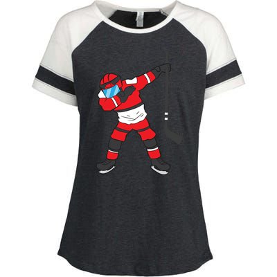 Dabbing Hockey Player Gift Christmas Enza Ladies Jersey Colorblock Tee