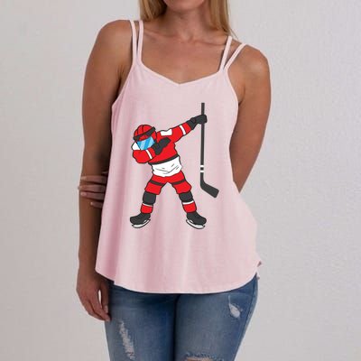 Dabbing Hockey Player Gift Christmas Women's Strappy Tank