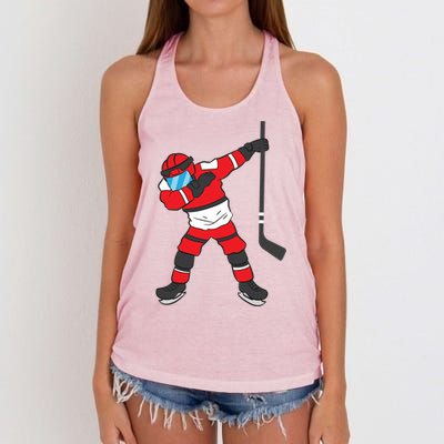 Dabbing Hockey Player Gift Christmas Women's Knotted Racerback Tank