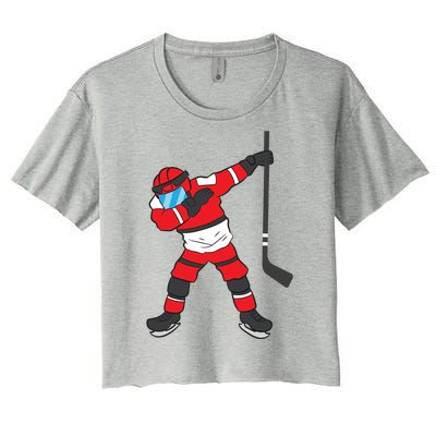 Dabbing Hockey Player Gift Christmas Women's Crop Top Tee