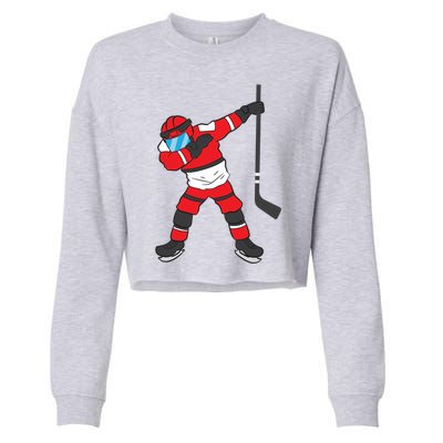 Dabbing Hockey Player Gift Christmas Cropped Pullover Crew