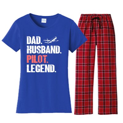 Dad Husband Pilot Legend Airplane Pilot Aviation Gift Women's Flannel Pajama Set