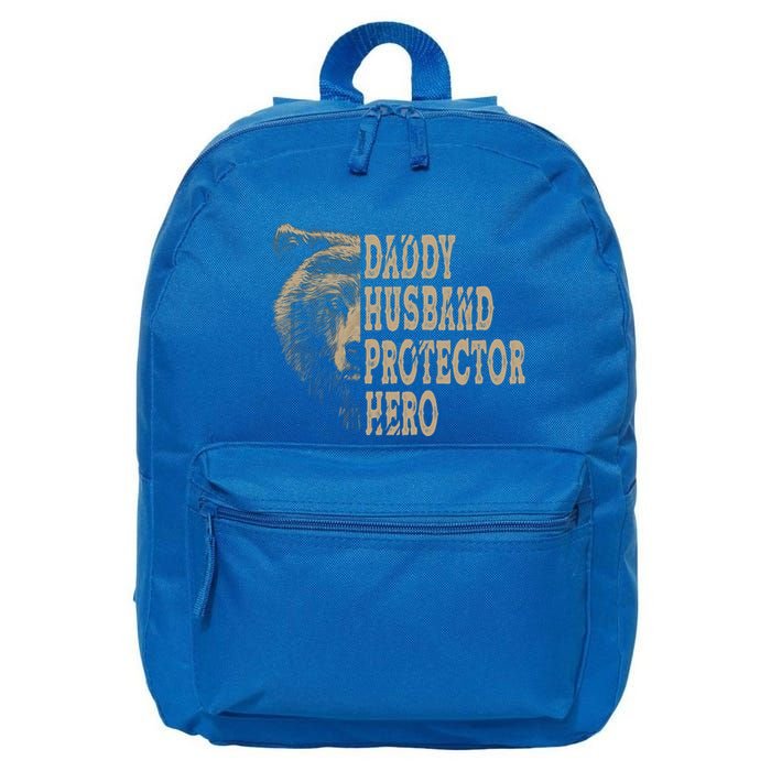 Daddy Husband Protector Hero Cool Father Dad Tee Gift 16 in Basic Backpack