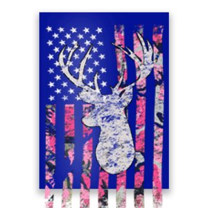 Deer Hunting Pink Camouflage Flag Distressed Cute Gift Poster