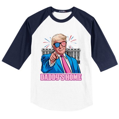 Daddys Home President Trump Inauguration Day 2025 Baseball Sleeve Shirt