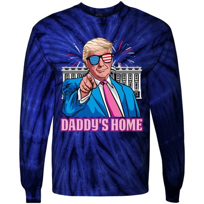 Daddys Home President Trump Inauguration Day 2025 Tie-Dye Long Sleeve Shirt