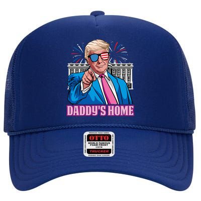 Daddys Home President Trump Inauguration Day 2025 High Crown Mesh Back Trucker Hat