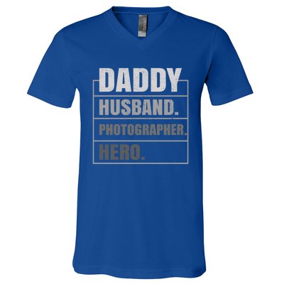 Daddy Husband Photographer Hero Fathers Day Gift V-Neck T-Shirt