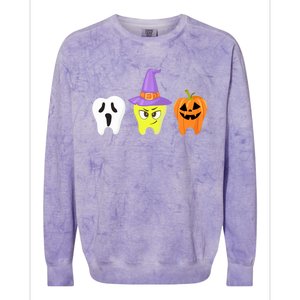 Dental Hygienist Pumpkin Tooth Halloween Spooky Season Witch Gift Colorblast Crewneck Sweatshirt