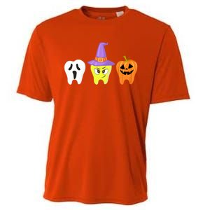 Dental Hygienist Pumpkin Tooth Halloween Spooky Season Witch Gift Cooling Performance Crew T-Shirt