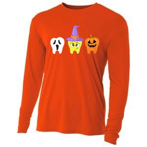 Dental Hygienist Pumpkin Tooth Halloween Spooky Season Witch Gift Cooling Performance Long Sleeve Crew