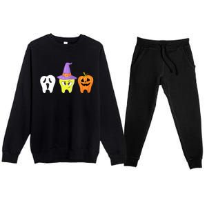 Dental Hygienist Pumpkin Tooth Halloween Spooky Season Witch Gift Premium Crewneck Sweatsuit Set