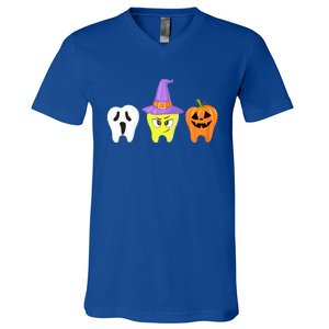 Dental Hygienist Pumpkin Tooth Halloween Spooky Season Witch Gift V-Neck T-Shirt