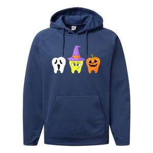 Dental Hygienist Pumpkin Tooth Halloween Spooky Season Witch Gift Performance Fleece Hoodie