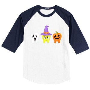 Dental Hygienist Pumpkin Tooth Halloween Spooky Season Witch Gift Baseball Sleeve Shirt