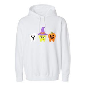 Dental Hygienist Pumpkin Tooth Halloween Spooky Season Witch Gift Garment-Dyed Fleece Hoodie