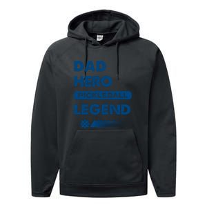 Dad Hero Pickleball Legend Gift For Pickleball Fan Sport Performance Fleece Hoodie