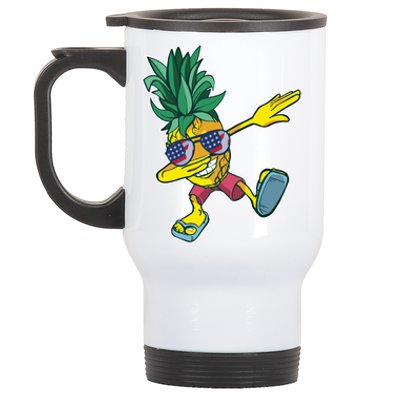 Dabbing Hawaiian Pineapple 4th Of July Sunglasses Gift Stainless Steel Travel Mug