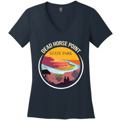 Dead Horse Point Utah State Park Souvenir Canyon River Women's V-Neck T-Shirt