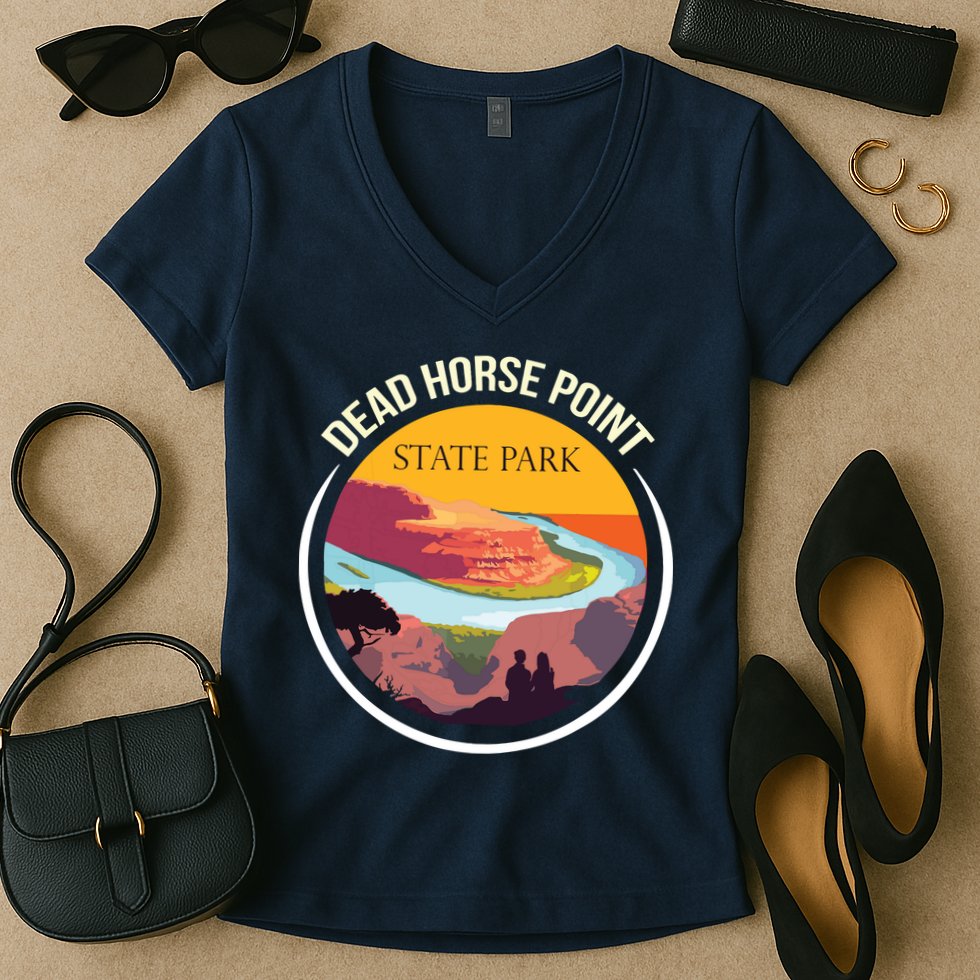 Dead Horse Point Utah State Park Souvenir Canyon River Women's V-Neck T-Shirt