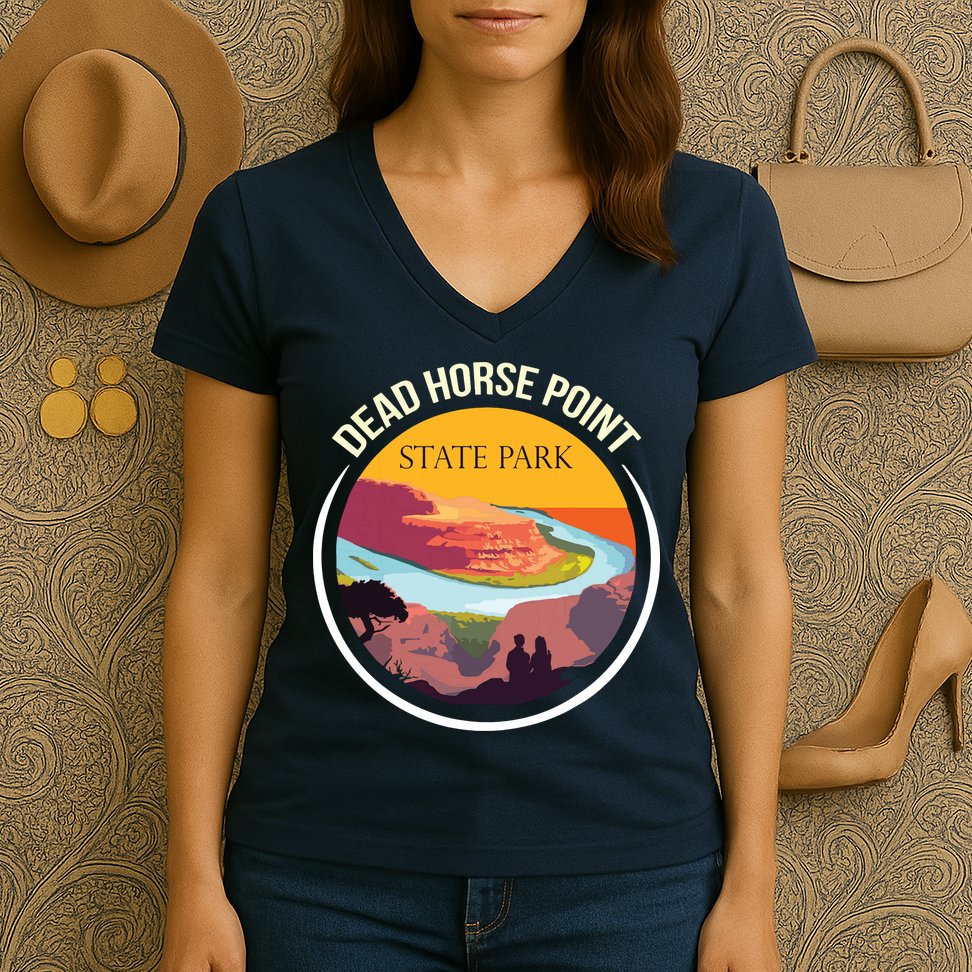 Dead Horse Point Utah State Park Souvenir Canyon River Women's V-Neck T-Shirt