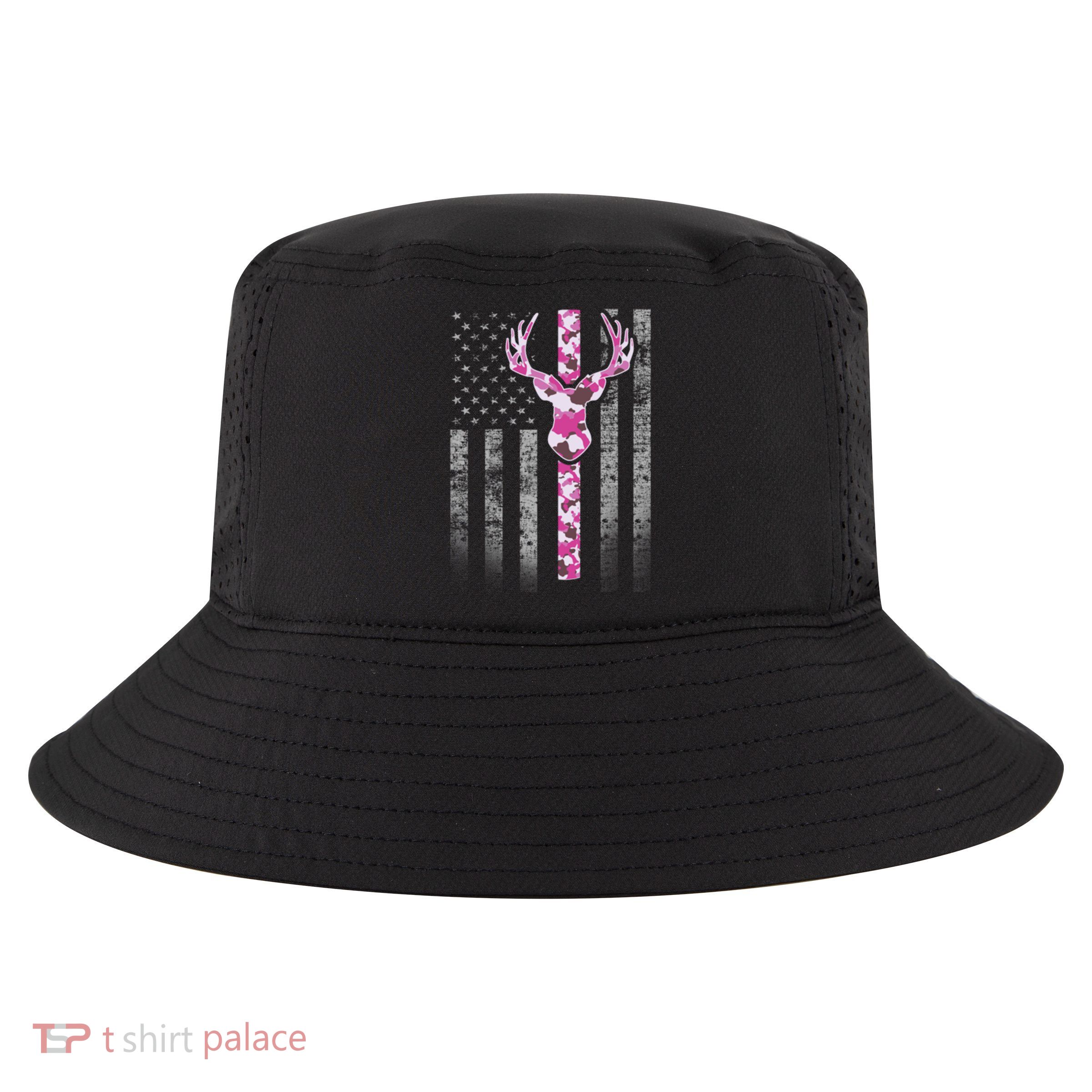 Deer Hunting Pink Camouflage Flag With Camo Deer Antlers Gift Cool Comfort Performance Bucket Hat