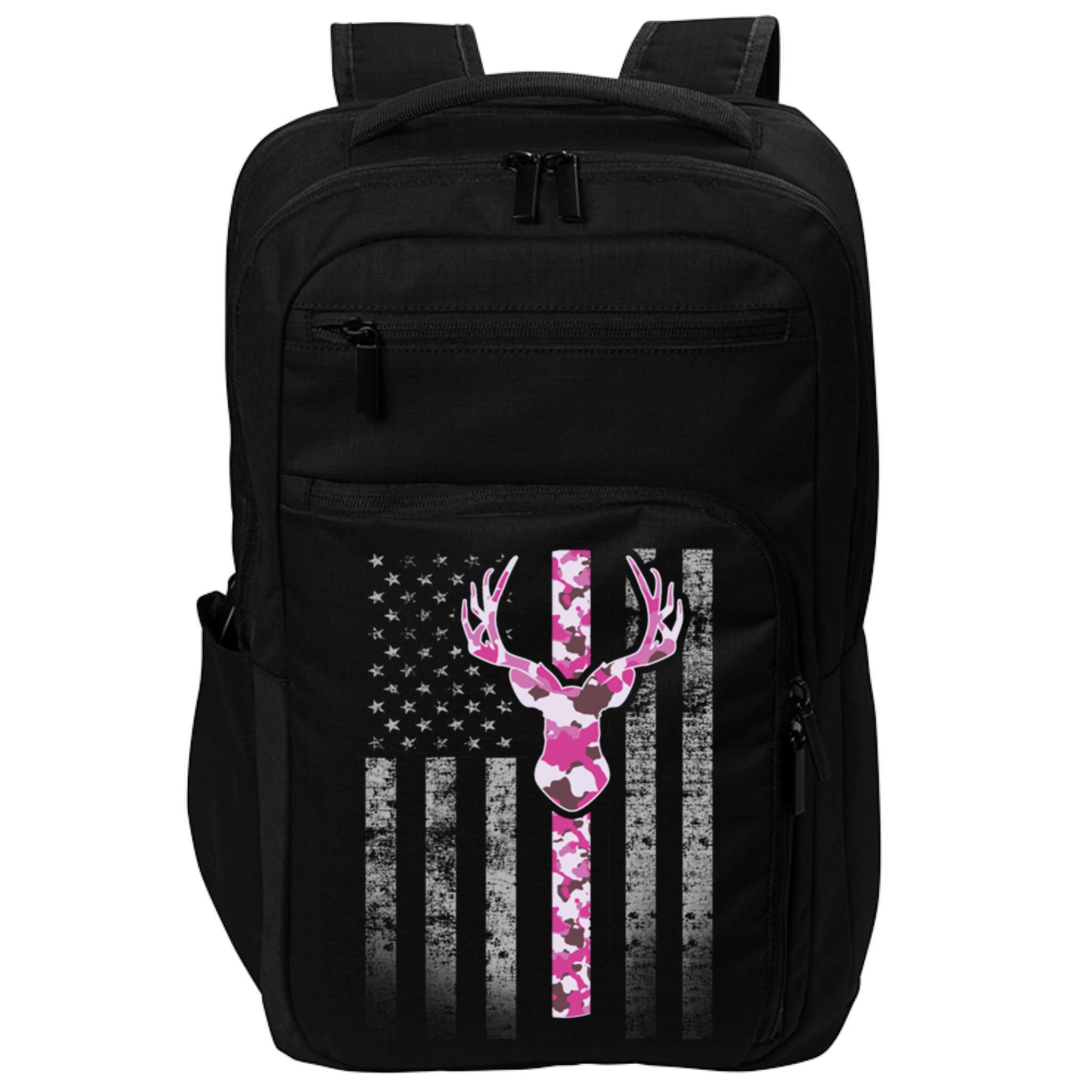 Deer Hunting Pink Camouflage Flag With Camo Deer Antlers Gift Impact Tech Backpack