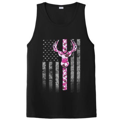 Deer Hunting Pink Camouflage Flag With Camo Deer Antlers Gift PosiCharge Competitor Tank