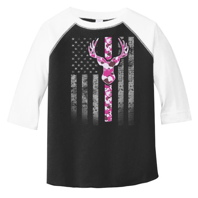 Deer Hunting Pink Camouflage Flag With Camo Deer Antlers Gift Toddler Fine Jersey T-Shirt