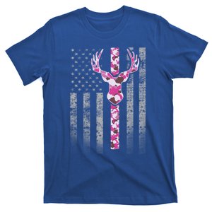 Deer Hunting Pink Camouflage Flag With Camo Deer Antlers Gift T-Shirt