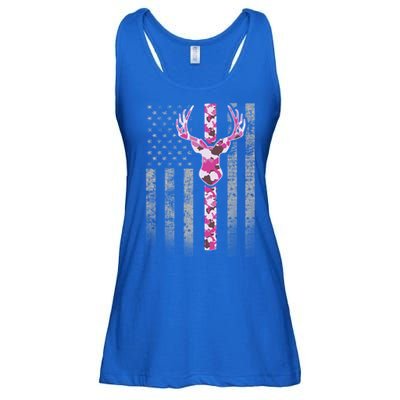 Deer Hunting Pink Camouflage Flag With Camo Deer Antlers Gift Ladies Essential Flowy Tank