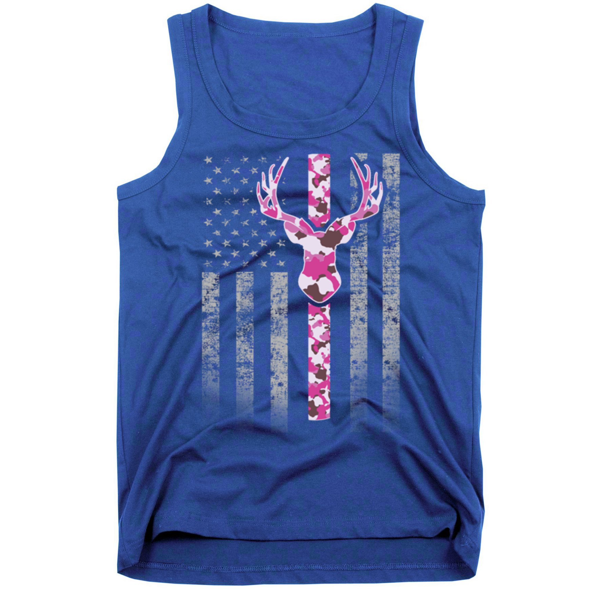 Deer Hunting Pink Camouflage Flag With Camo Deer Antlers Gift Tank Top