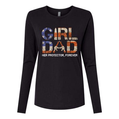 Dad Her Protector Forever Funny Father Of Fun Dad Womens Cotton Relaxed Long Sleeve T-Shirt