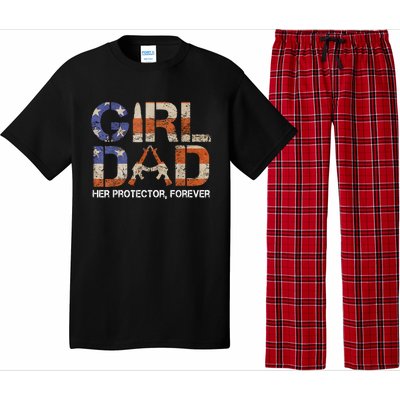 Dad Her Protector Forever Funny Father Of Fun Dad Pajama Set