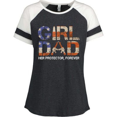 Dad Her Protector Forever Funny Father Of Fun Dad Enza Ladies Jersey Colorblock Tee