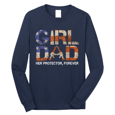 Dad Her Protector Forever Funny Father Of Fun Dad Long Sleeve Shirt