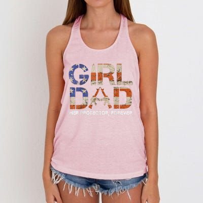 Dad Her Protector Forever Funny Father Of Fun Dad Women's Knotted Racerback Tank