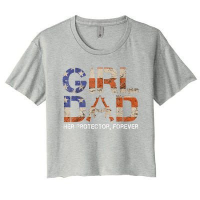 Dad Her Protector Forever Funny Father Of Fun Dad Women's Crop Top Tee