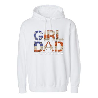 Dad Her Protector Forever Funny Father Of Fun Dad Garment-Dyed Fleece Hoodie